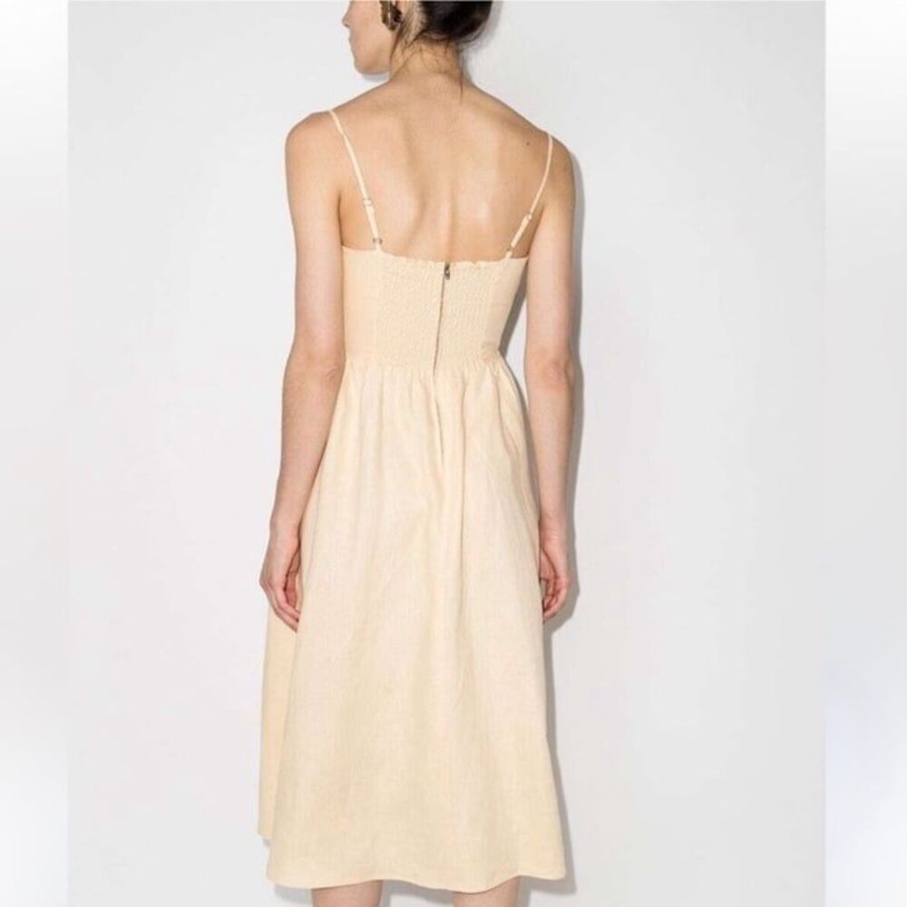 Reformation Cale Linen Midi Dress in Parmesan Size 0 - Picture 3 of 10